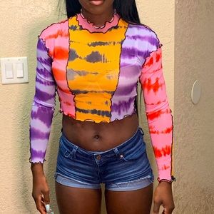 Women’s MultiColor Longsleeve Crop Top